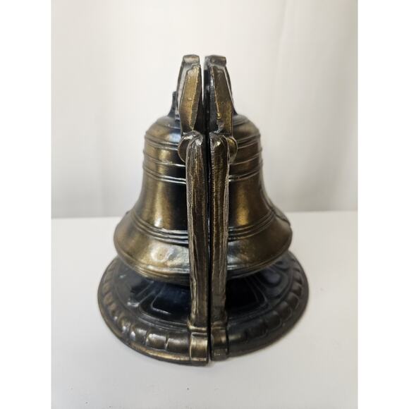 Vintage SCC 1974 Liberty Bell Bookends Brass 6" Tall Marked USA - Picture 3 of 12